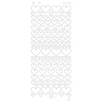Stickervel: Hearts Various- platinum - Zilver
